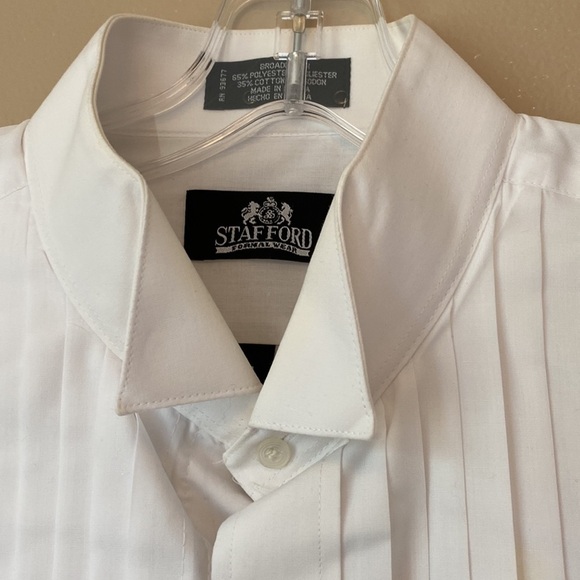 Men shirt Formal Dress shirt white Wing Collar French Cuff pleats front 17 34/35 - Picture 3 of 10